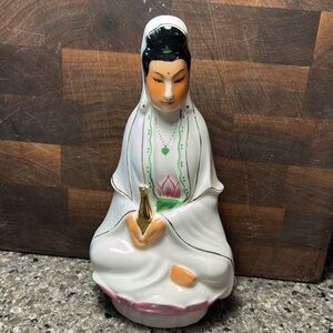 Handmade hand painted porcelain lotus Buddha